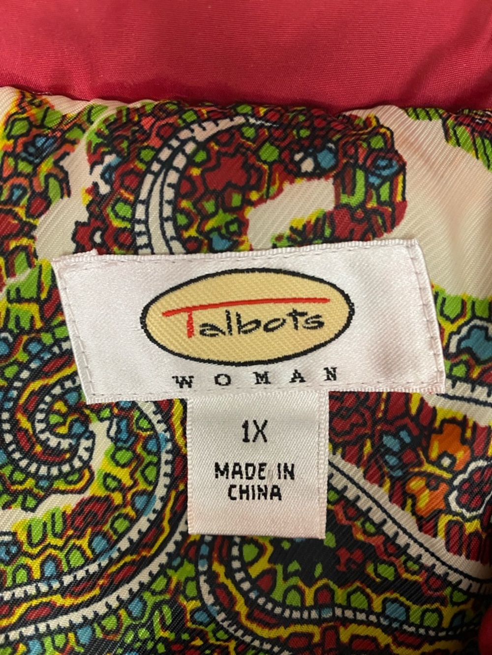 Talbots Woman Red Paisley-Lined Vest 1X - Picture 3 of 10